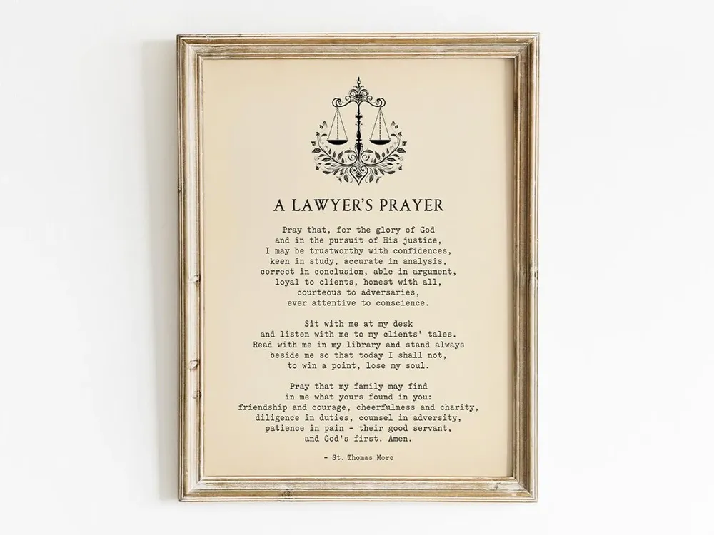 St Thomas More Lawyer Prayer, Legal Office Art Print