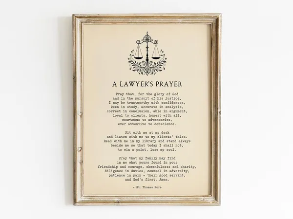 St Thomas More Lawyer Prayer, Legal Office Art Print