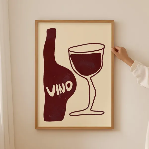 Vino Retro Wine Poster, Mid-Century Kitchen Art Print
