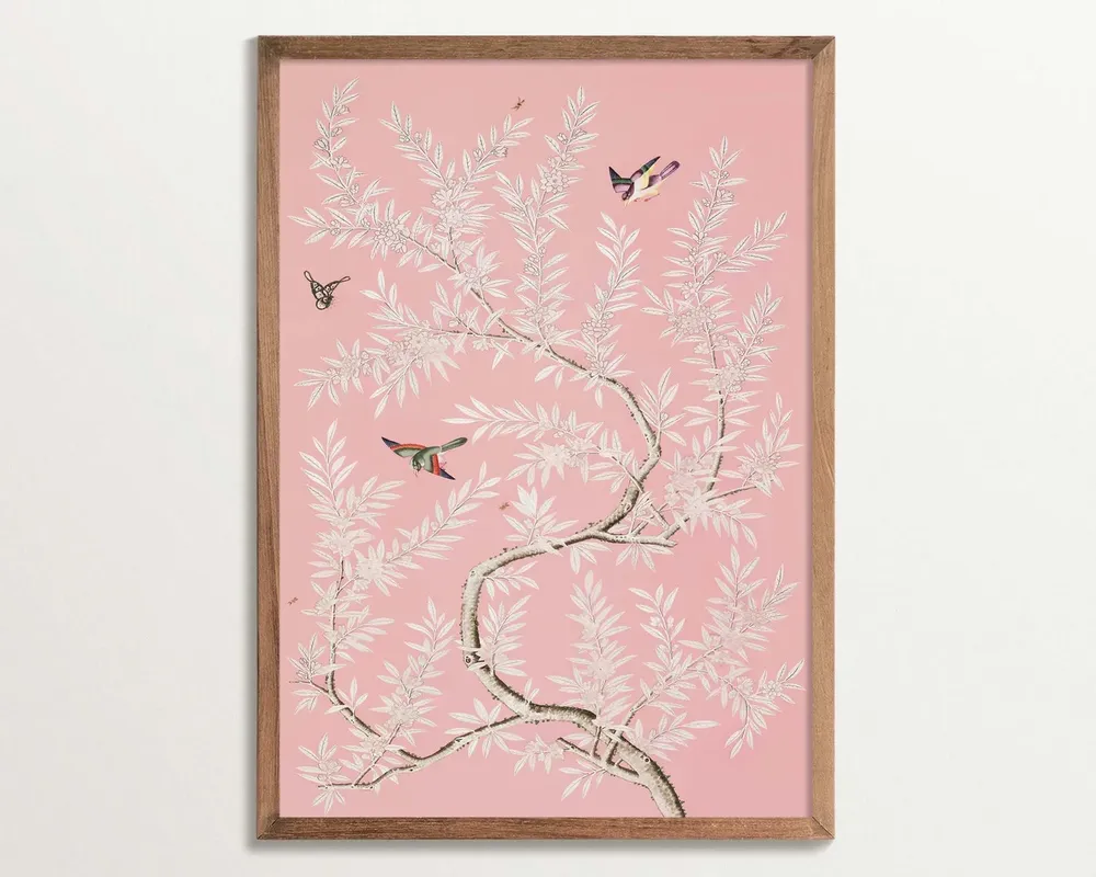 Pink Chinoiserie Vintage Asian Art Print