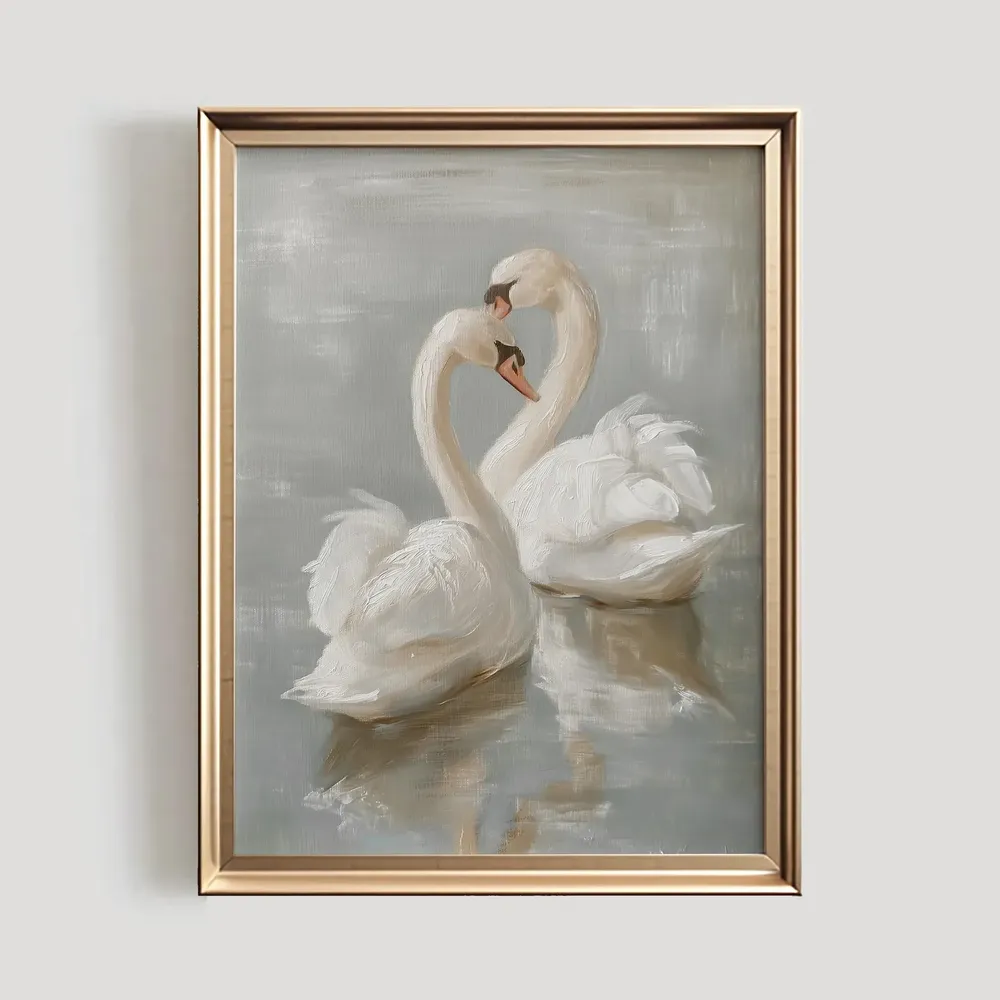 Swan Vintage Nursery Wall Art Print