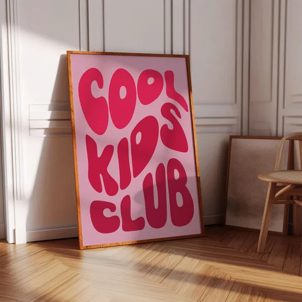 Cool Kids Club Typography Print, Teen Room Decor