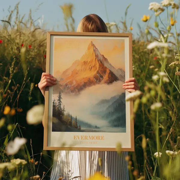 Evermore Print, Folklore Watercolor Mountain Art