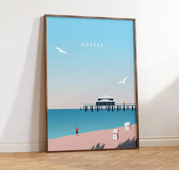 Baltic Sea Minimalist Design Coastal Art Print