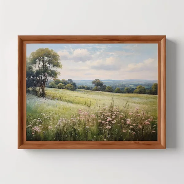 Wildflowers Countryside Painting, Vintage Botanical Print