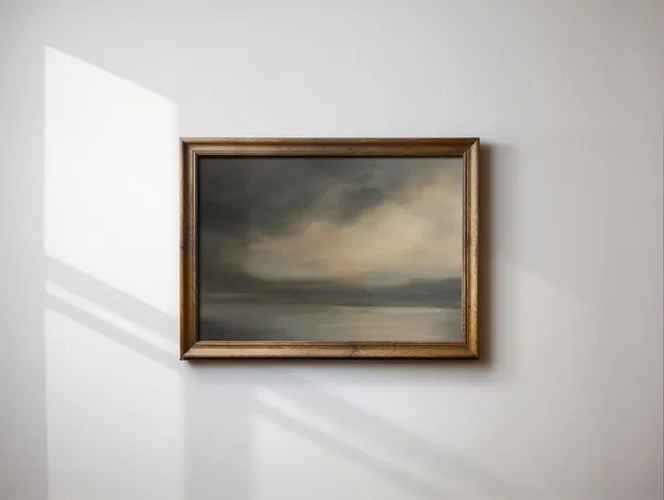 Moody Landscape Oil Painting Art Print, Neutral Decor