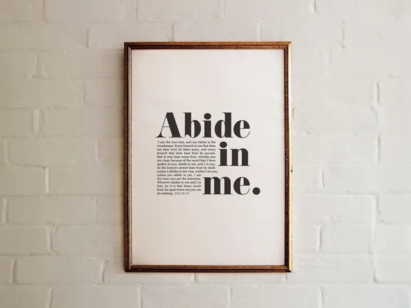 Abide In Me Bible Verse, John 15:4 Christian Poster