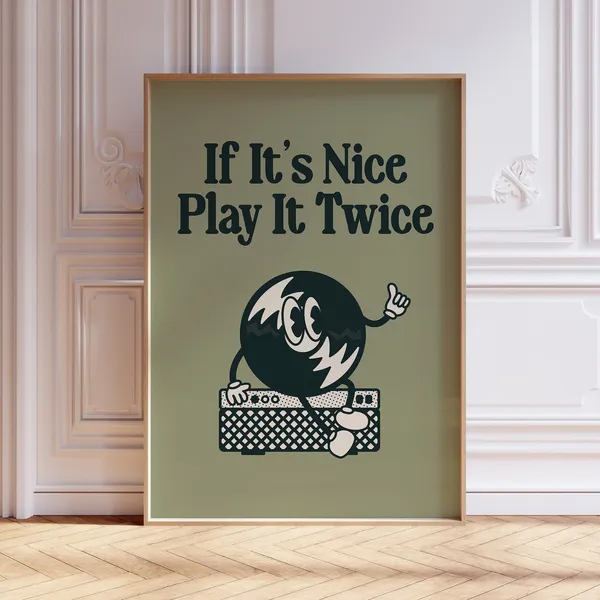 Retro Vinyl Play It Twice Music Art Print