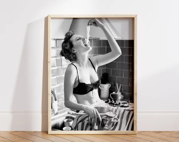 Woman Eating - Vintage Travel Poster