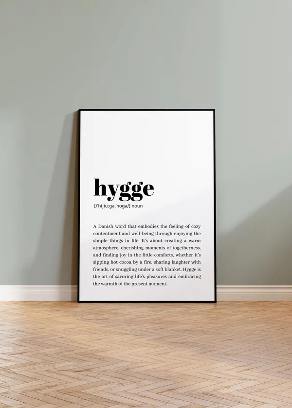 Hygge Definition Minimalist Scandinavian Wall Art Print