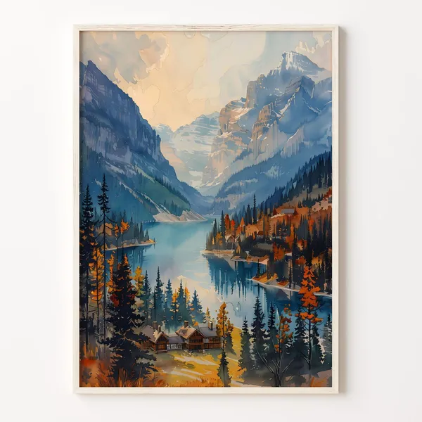 Banff National Park Watercolor Home Dcor Poster