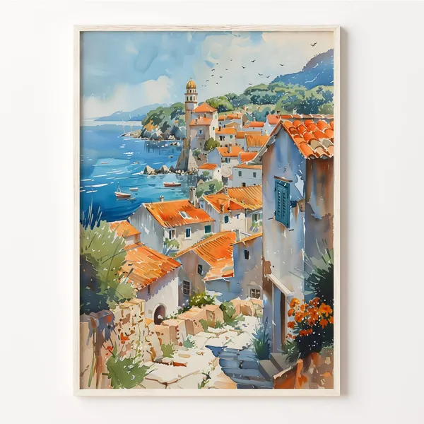 Croatia Watercolor Travel Poster, Europe Wall Art
