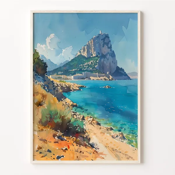 Gibraltar Watercolor Painting Travel Poster