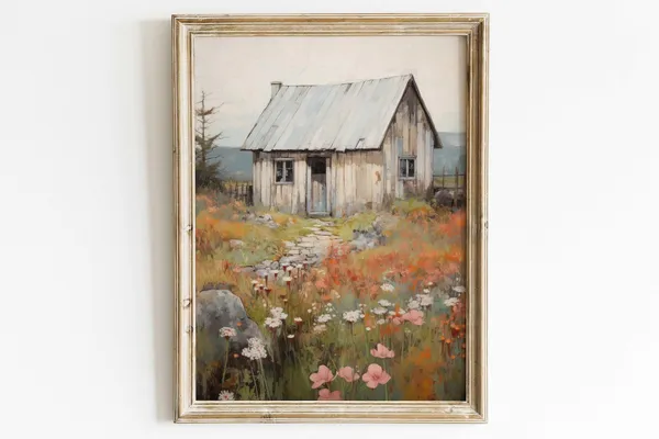 Abandoned Cottage Country Art Print, Rustic Farmhouse