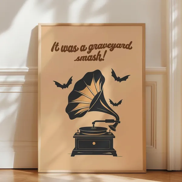 Spooky Record Player Retro Halloween Art Print