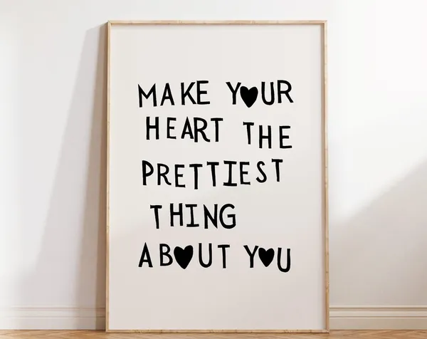 Minimalist Heart Quote Poster, Feminine Wall Decor