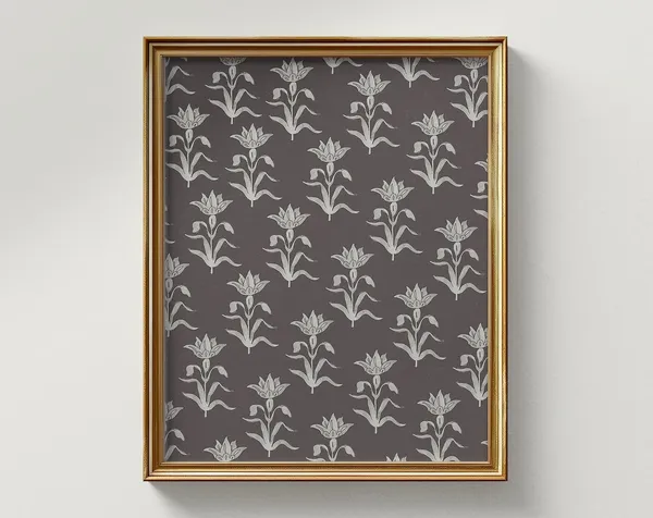 Charcoal Watercolor Florals Vertical Art Print