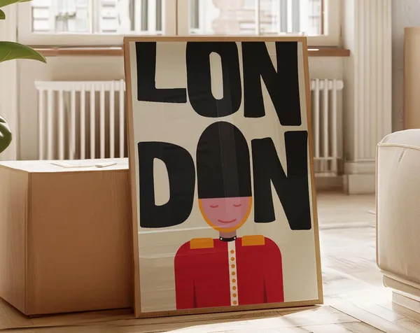 Vintage London Travel Poster, Modern Decor Print