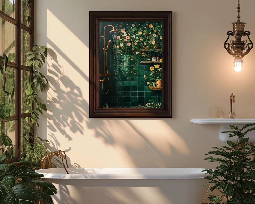 Botanical Shower Floral Bathroom Art Print, Vintage - Image 2
