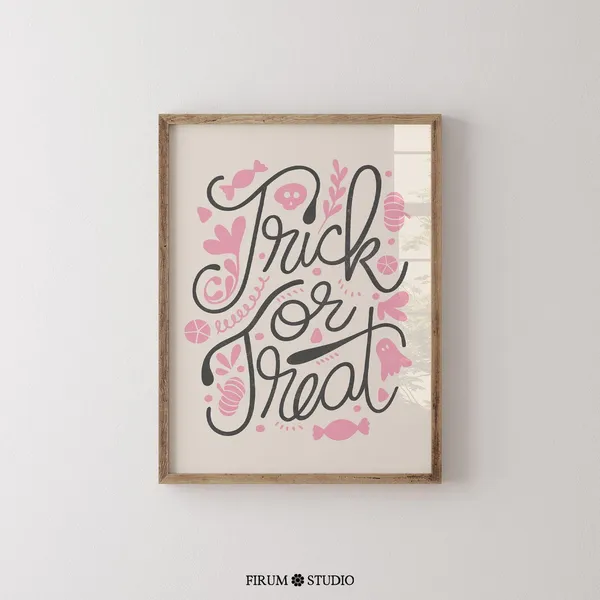 Trick Or Treat Pink Halloween Art Print