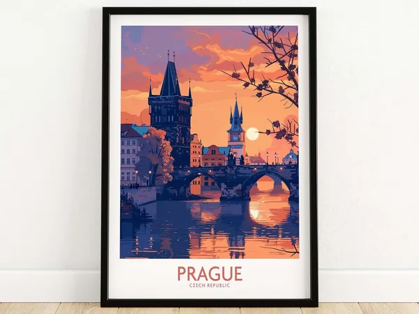 Prague Gift Illustration Wall Art Print
