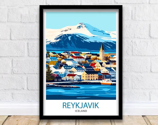 Reykjavik Iceland Travel Poster, Europe Wall Decor