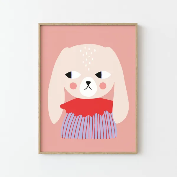 Bunny With Floppy Ears Nursery Animal Art Print