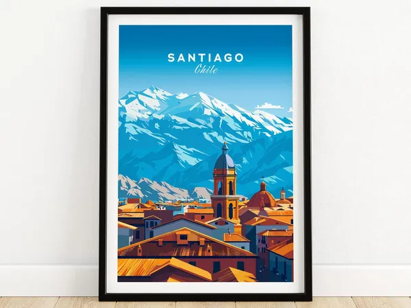 Santiago Travel Poster, Chile Artwork Print