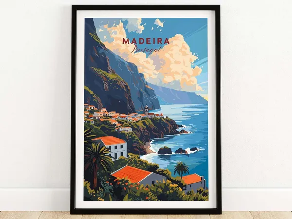 Madeira Travel Poster, Portugal Wall Art Print