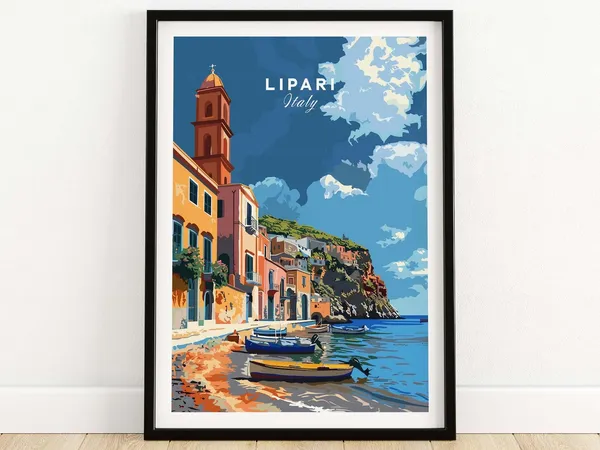 Lipari Italy Travel Poster, Wall Art Print