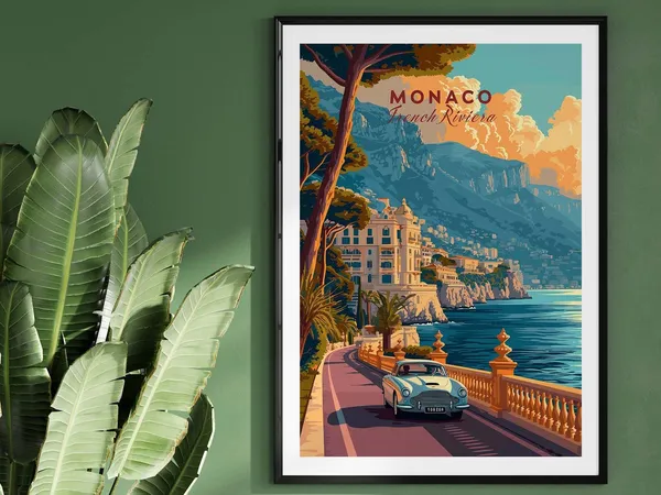 Monaco Travel Poster Art Print, Home Decor