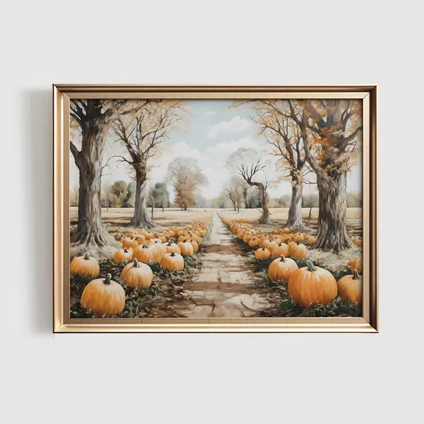 Pumpkin Patch Print, Autumn Farmhouse Art Print
