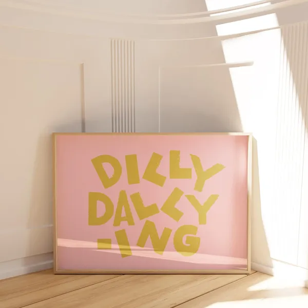 Pink Dilly Dallying Art Print, Nursery Classroom Decor