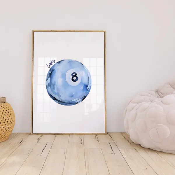 Lucky 8 Ball Vintage Pool Ball Art Print