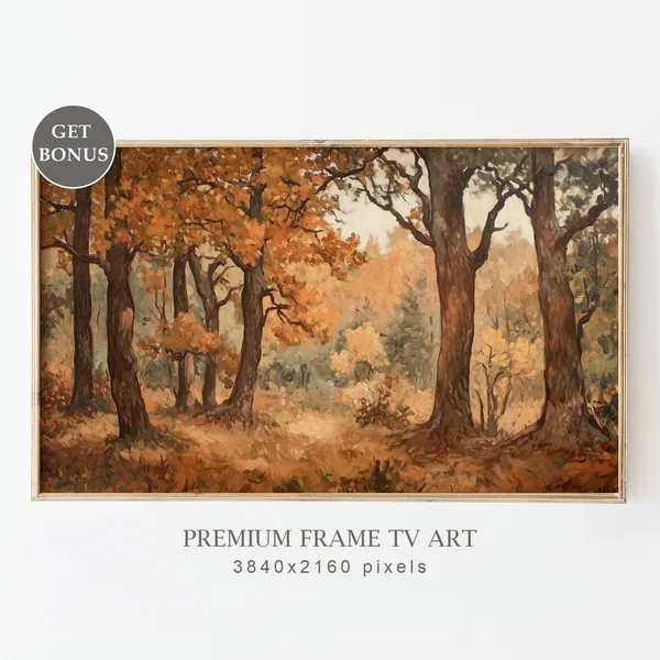 Vintage Fall Art Print, Antique Autumn Landscape