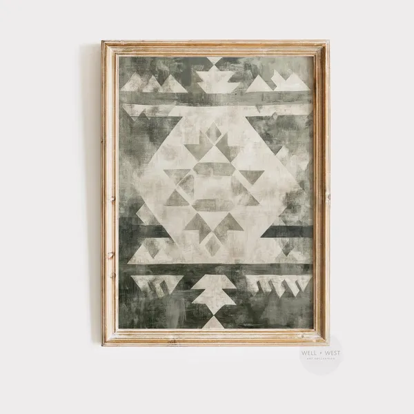 Southwest Textile Print, Tribal Pattern Vintage Art Print