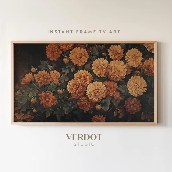 Autumn Mums Vintage Fall Flower Art Print