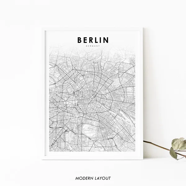 Berlin Germany Map Print, Minimalist City Poster
