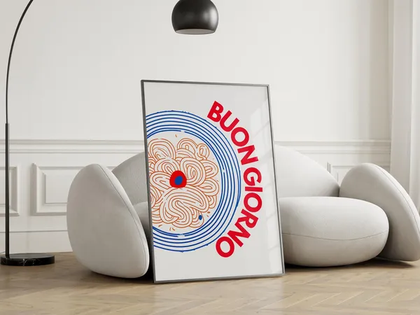 Spaghetti Buongiorno Retro Pop Art Kitchen Poster