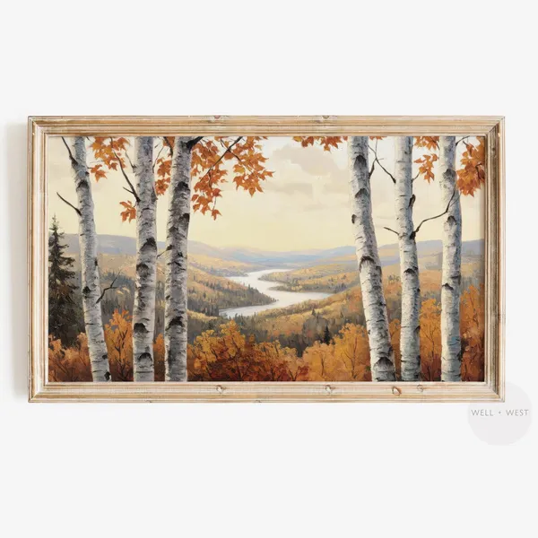 Fall Forest Autumn River Landscape Art Print