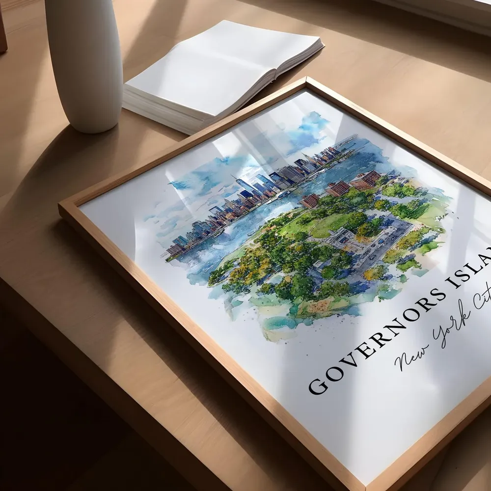 Governors Island Watercolor Travel Poster, Manhattan - Image 5