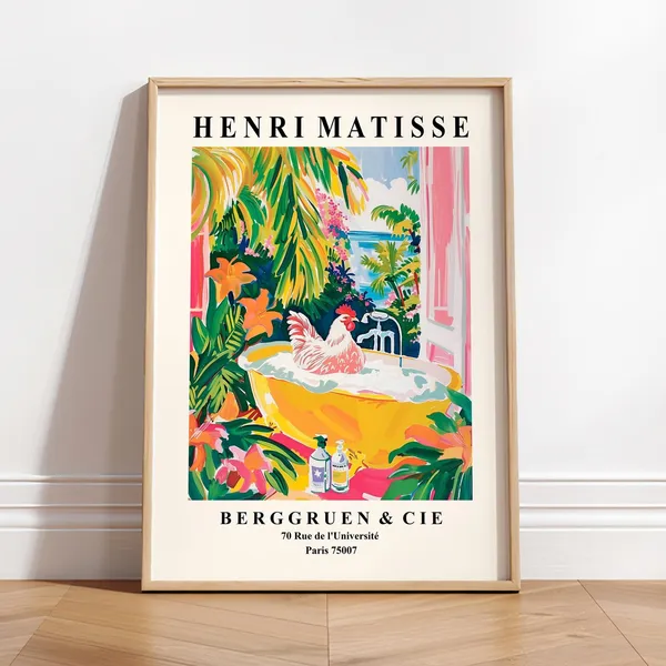 Rooster In Bathtub, Matisse Style Poster Print