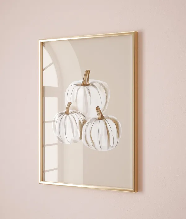 White Pumpkins Minimalist Halloween Fall Art Print