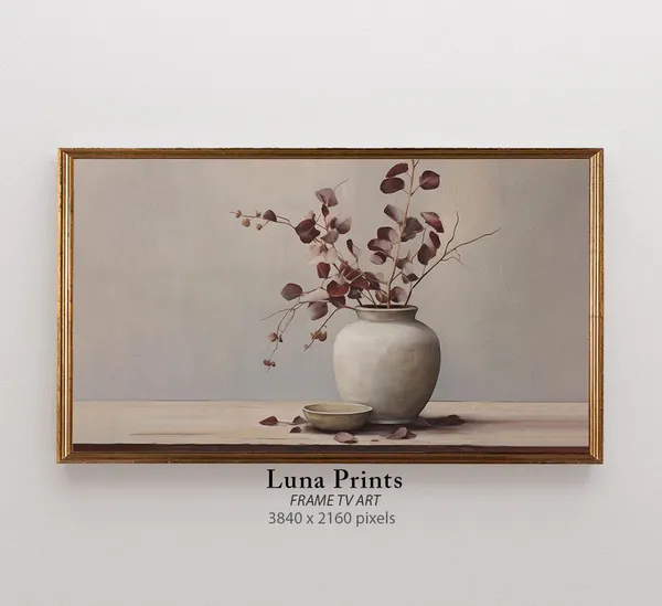 Burgundy Eucalyptus Vintage Art Print, Fall Botanical