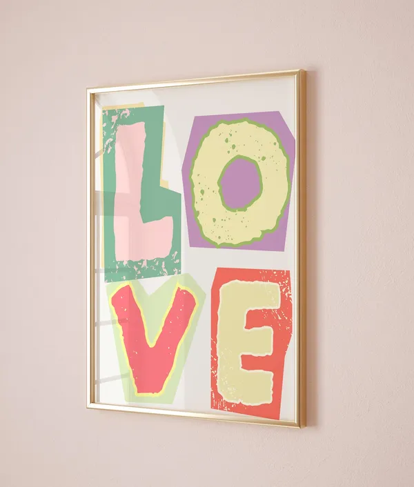 Love Vintage 70s Quote Poster, Girls Dorm Decor