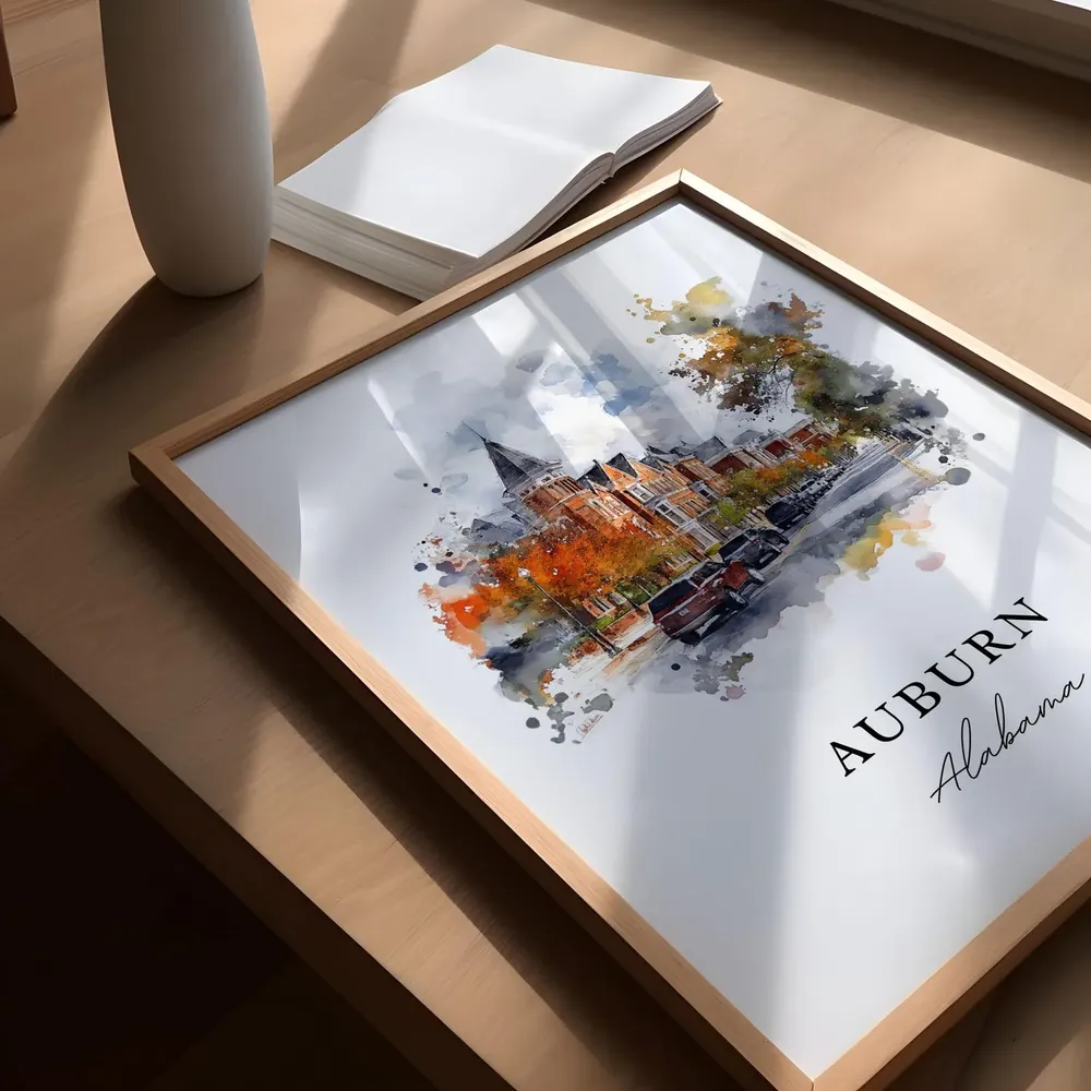 Auburn, AL Watercolor Travel Poster Art Print - Image 5