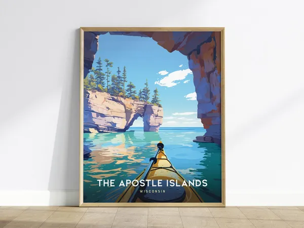Apostle Islands Kayaking Travel Poster, Wisconsin