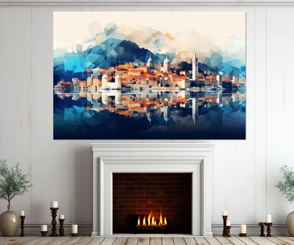 Abstract Dubrovnik Painting, Croatia Art Poster