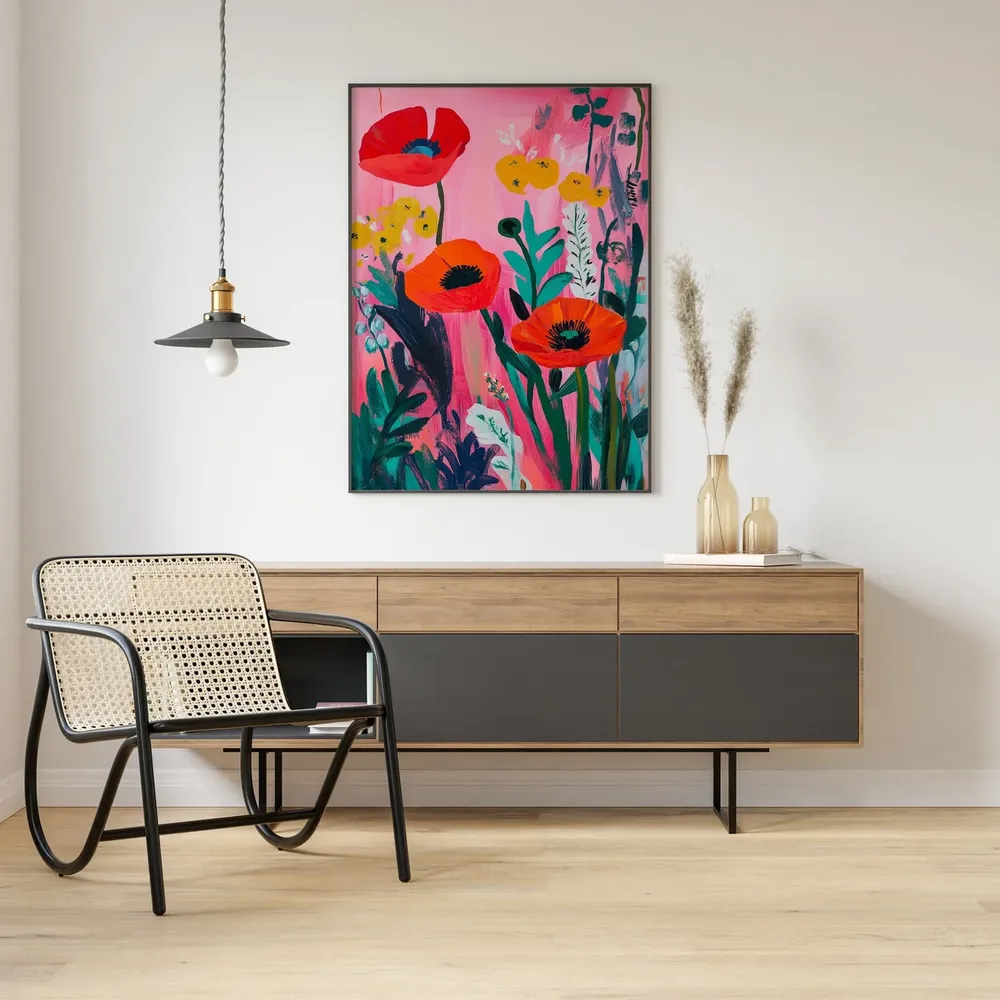 Vintage Red Poppies Poster, Matisse Style Floral Art - Image 2