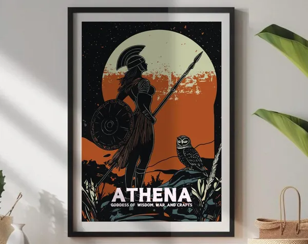 Athena Goddess Art Print, Greek Mythology Poster